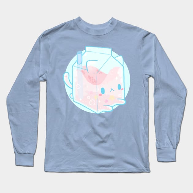 Cute strawberry milk - Kawaii food Long Sleeve T-Shirt by Komorebi Stars